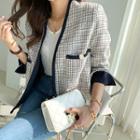 Contrast-piping Short Tweed Jacket