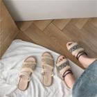 Patterned Woven Strap Flat Sandals