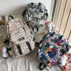 Print Buckled Nylon Backpack / Bag Charm / Set