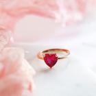 Rhinestone Heart Ring 12 - Red Heart - Gold - One Size