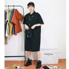 Short-sleeve Pocket Detail Shirtdress
