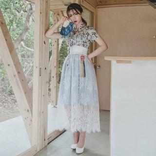 Sheer Lace Maxi Hanbok Skirt