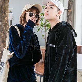 Couple Matching Velvet Lettering Hoodie