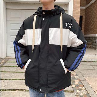 Japanese Character Print Hooded Padded Coat