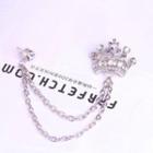 Alloy Rhinestone Crown Chained Brooch As Shown In Figure - One Size