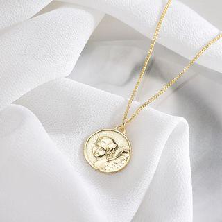 925 Sterling Silver Cupid Coin Pendant Necklace Ns251 - One Size