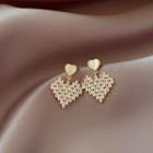 Heart Rhinestone Alloy Dangle Earring 1 Pair - White & Gold - One Size