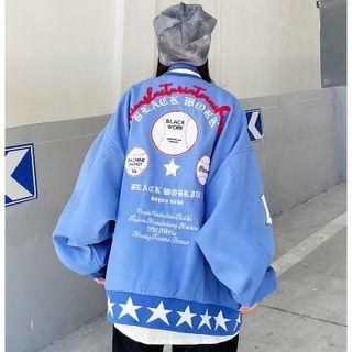 Loose-fit Lettering Baseball Jacket