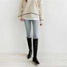 Zip-side Faux-leather Long Boots