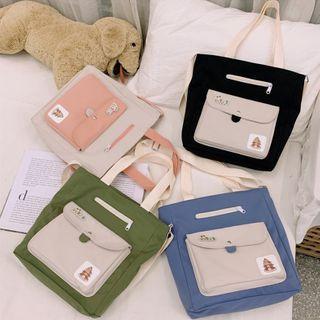 Two-tone Nylon Shoulder Bag