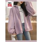Balloon-sleeve Zip-up Hoodie