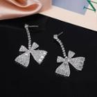 Rhinestone Bow Dangle Earring  - As Shown In Figure