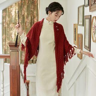 Knit Fringed Cape