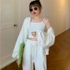 Plain Zip Hoodie / Camisole Top / Sweatpants