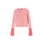 V Neck Skinny Long Sleeve Knitcrop Top