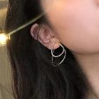 Alloy Hoop Earring 1 Pair - Silver Needle - Stud Earring - As Shown In Figure - One Size