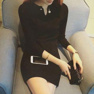 Split-neck Knit Dress