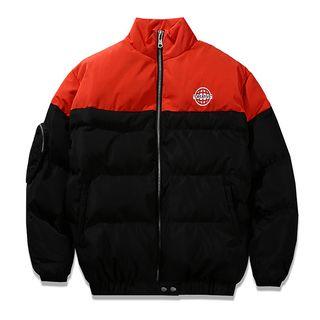 Colour Block Stand-collar Padded Jacket