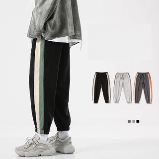 High-waist Drawstring Striped Sweatpants