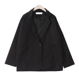 Pocket Detail Single-button Blazer Black - One Size