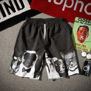 Dog Print Drawstring Shorts