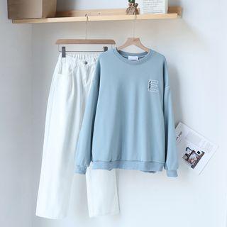 Earth Print Pullover / Straight-cut Cropped Jeans
