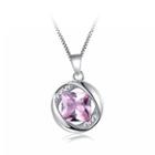 925 Sterling Silver October Birthday Stone Pendant With Rose Red Cubic Zircon And Necklace