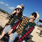 Couple Matching Color Block Plaid Shirt