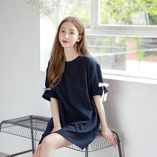 Tie-sleeve Mini Shift Dress