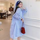 Plaid V-neck Midi Shirtdress