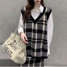 Plaid Knit Vest / Shirt / Skirt