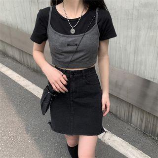 Cropped Camisole Top / Short-sleeve Cropped T-shirt