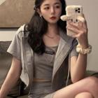 Hood Zip Jacket / Tank Top / A-line Skirt / Set