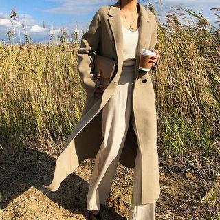 Handmade Buttoned Wool Blend Coat