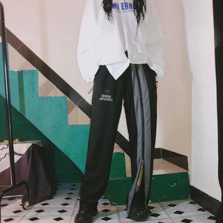 Asymmetric Front-zip Straight-cut Pants