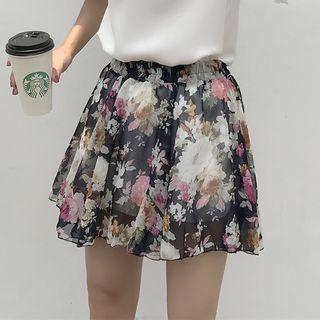 Floral Chiffon A-line Skirt