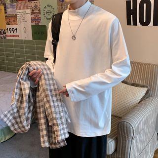 Long-sleeve Mock-neck T-shirt / Wide Leg Pants / Set