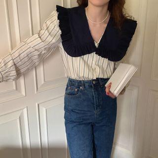 Long Sleeve Striped Panel Shirt Stripe - One Size