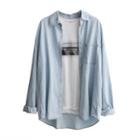 Washed Denim Oversize Shirt Denim Blue - One Size