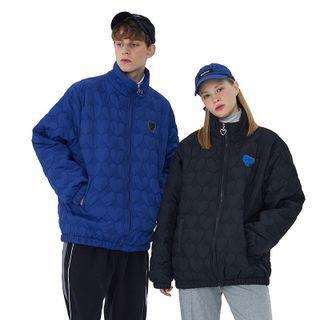 Couple Matching Heart Print Zip-up Jacket