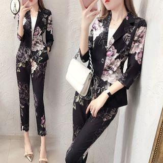 Set: Floral Blazer + Dress Pants