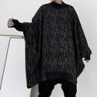 Batwing-sleeve Oversized Sweatshirt Black - One Size