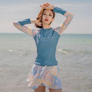 Set: Floral Short-sleeve Swim Top + Shorts