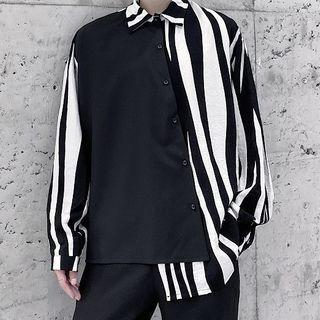 Two-tone Striped Panel Shirt
