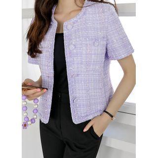 Fringed Pastel Tweed Jacket