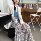 Floral Pleated Skirt As Figure - One Size
