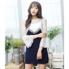 Lace Panel 3/4 Bell Sleeve Dress