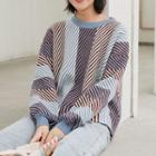 Diagonal Striped Sweater Blue - One Size
