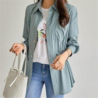 Letter Print Drawstring-waist Jacket