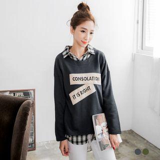 Lettered Suede-patch Dolman Pullover